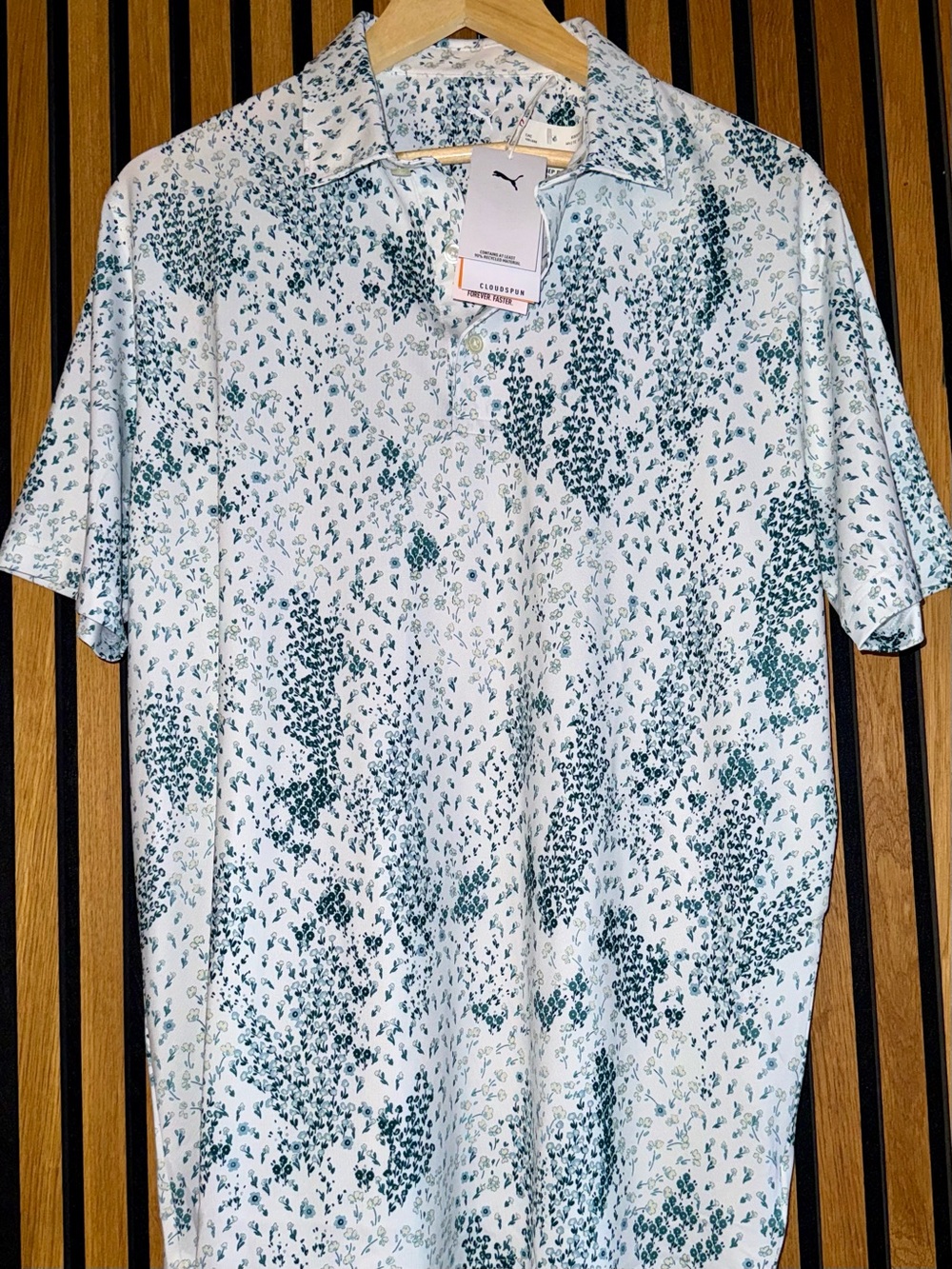 NWT Puma Golf Cloudspun Garden Performance Polo in “White Glow”